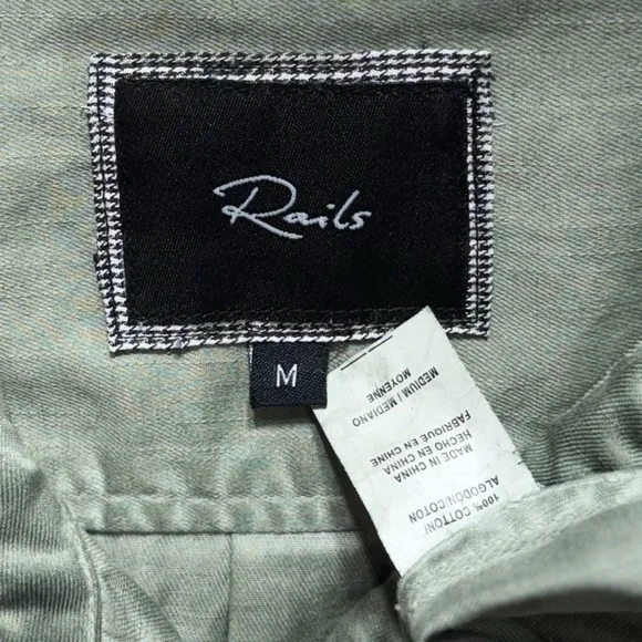 Rails Studded Distressed Green Snap Button Long Sleeve Utility Shacket Shirt - Picture 9 of 10